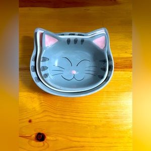 Set of 3 World Market Ceramic Cat Face Shaped Measuring Cups